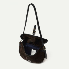 Bleu de Chauffe Fisherman's Musette Half Moon Bag Margot Velvet Lea...