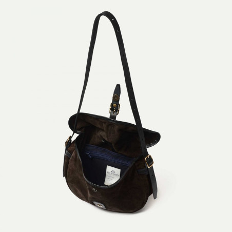 Bleu de Chauffe Fisherman's Musette Half Moon Bag Margot Velvet Lea...