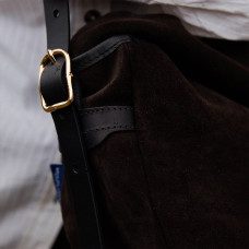 Bleu de Chauffe Fisherman's Musette Half Moon Bag Margot Velvet Lea...