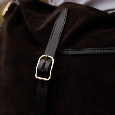 Bleu de Chauffe Fisherman's Musette Half Moon Bag Margot Velvet Lea...