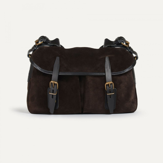 Bleu de Chauffe Sac Musette S Cuir Velours Marron Foncé