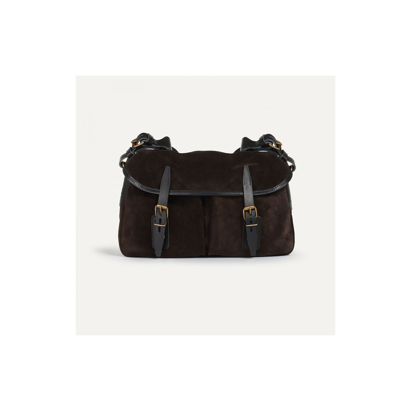 Bleu de Chauffe Fisherman's Musette Bag S Suede Leather Dark Brown
