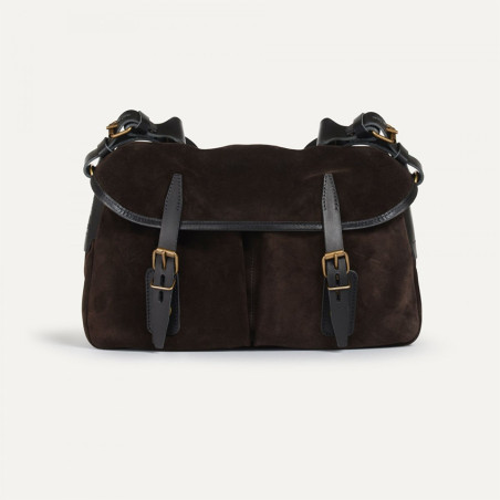 Bleu de Chauffe Sac Musette S Cuir Velours Marron Foncé