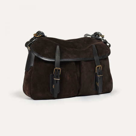 Bleu de Chauffe Fisherman's Musette Bag S Suede Leather Dark Brown