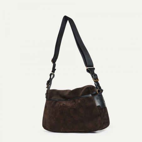 Bleu de Chauffe Fisherman's Musette Bag S Suede Leather Dark Brown