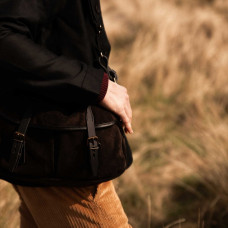 Bleu de Chauffe Fisherman's Musette Bag S Suede Leather Dark Brown