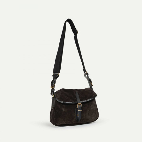 Bleu de Chauffe XS Musette Suede Leather Bag Dark Brown