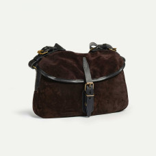 Bleu de Chauffe XS Musette Suede Leather Bag Dark Brown
