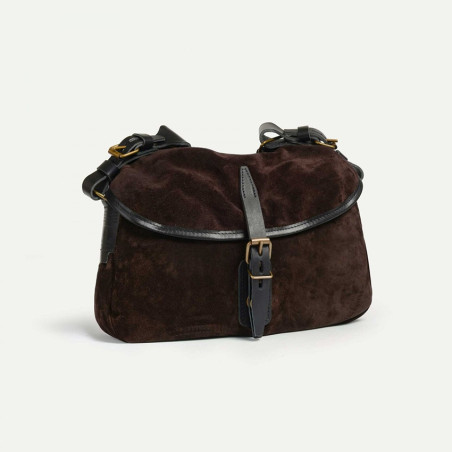 Bleu de Chauffe XS Musette Suede Leather Bag Dark Brown