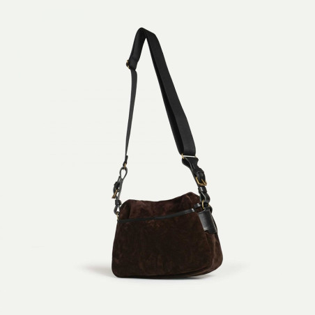 Bleu de Chauffe XS Musette Suede Leather Bag Dark Brown