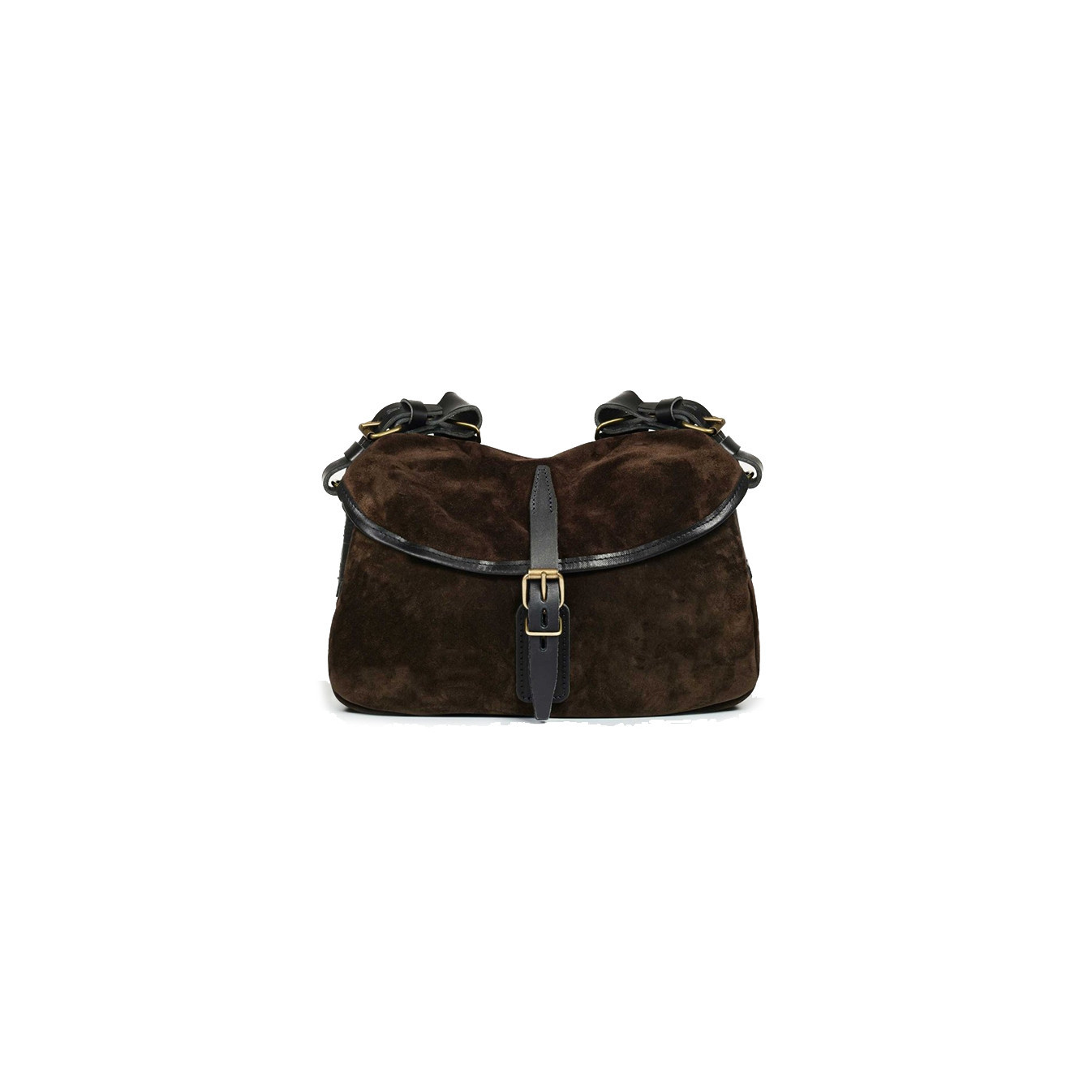 Bleu de Chauffe XS Musette Suede Leather Bag Dark Brown