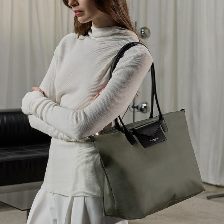 Lancaster Smart Kba Large Tote Shoulder Bag 516-72 Khaki