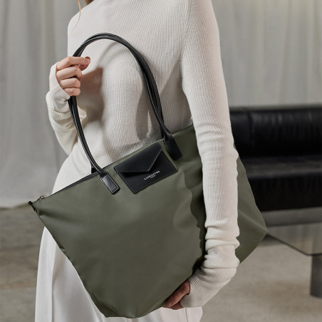 Lancaster Smart Kba Large Tote Shoulder Bag 516-72 Khaki