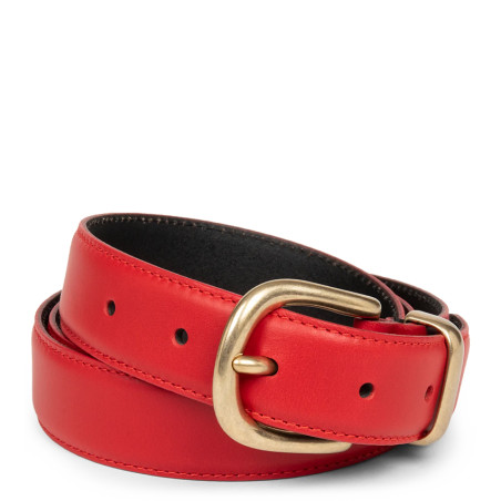 Lancaster Smooth Vachetta Leather Belt for Women 601-024 Red M