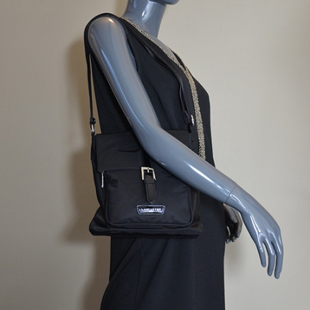 Lancaster Basic Verni Sac Porté Travers 514-85 Noir porté