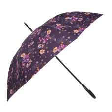 Isotoner Automatic Umbrella with Flowers Eggplant