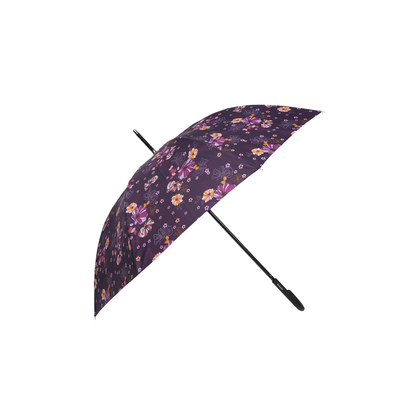 Isotoner Parapluie Canne Auto Fleurs Aubergine