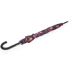 Isotoner Automatic Umbrella with Flowers Eggplant