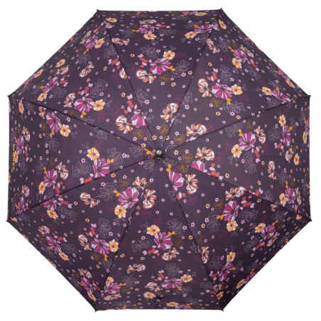 Isotoner Automatic Umbrella with Flowers Eggplant
