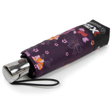 Isotoner Automatic Umbrella X-TRA SOLIDE ALPHA Aubergine Flowers