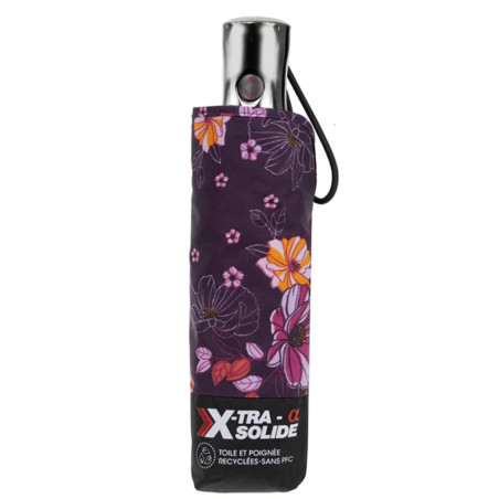 Isotoner Automatic Umbrella X-TRA SOLIDE ALPHA Aubergine Flowers