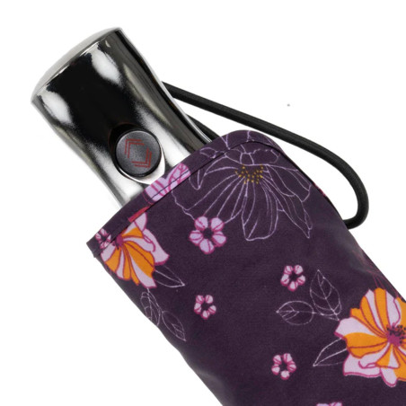 Isotoner Automatic Umbrella X-TRA SOLIDE ALPHA Aubergine Flowers