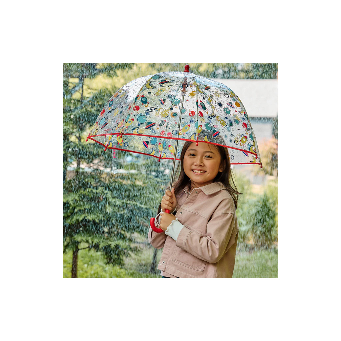 Isotoner Kids' Umbrella Manual PVC Cosmonaut