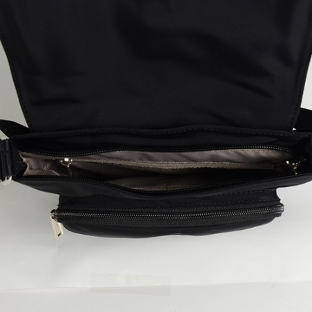 Lancaster Basic Verni Sac Porté Travers 514-85 Noir ouvert
