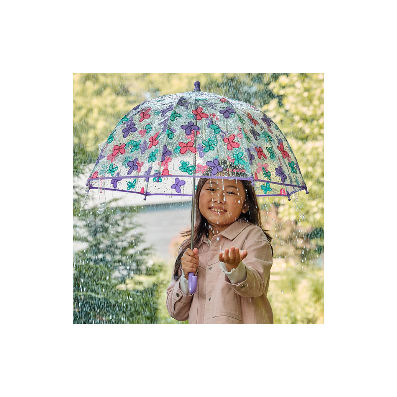 Isotoner Children's Dome Manual PVC Butterfly Umbrella