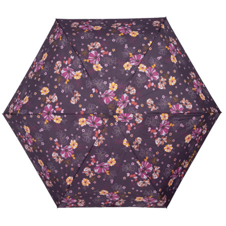 Isotoner Compact Mini Slim Manual Umbrella Eggplant Flowers