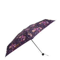 Isotoner Compact Mini Slim Manual Umbrella Eggplant Flowers