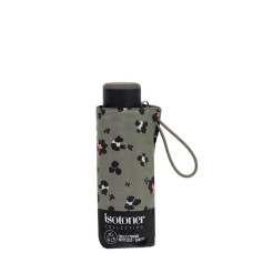 Isotoner Parapluie Mini Pliant Manuel Léopard Kaki debout