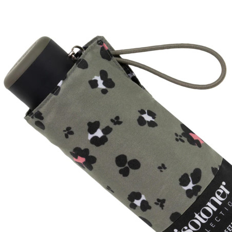 Isotoner Compact Mini Slim Manual Umbrella Kaki Leopard
