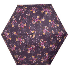 Isotoner Mini Folding Automatic Umbrella Purple Flowers