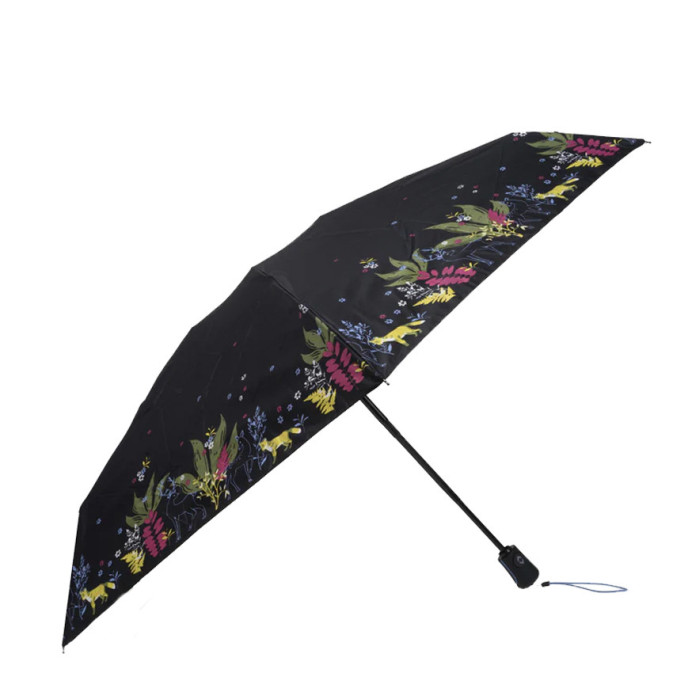 Isotoner Mini Folding Automatic Umbrella Deer Stripe