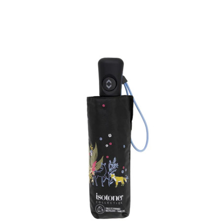Isotoner Mini Folding Automatic Umbrella Deer Stripe
