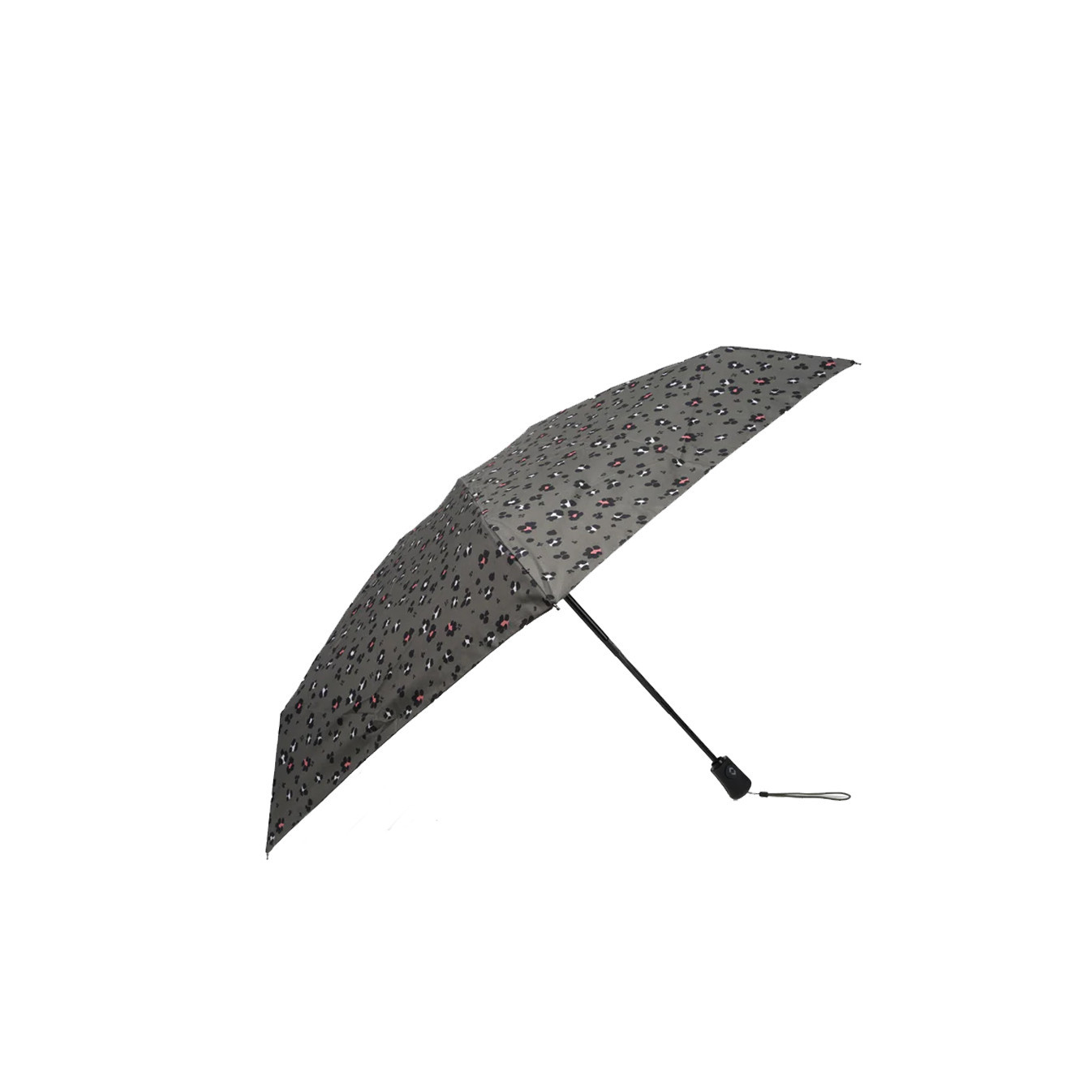 Isotoner Mini Folding Automatic Umbrella Leopard Khaki