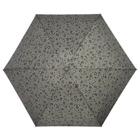 Isotoner Mini Folding Automatic Umbrella Leopard Khaki