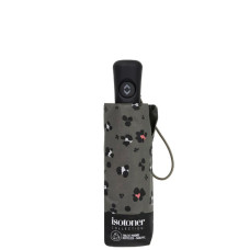 Isotoner Mini Folding Automatic Umbrella Leopard Khaki