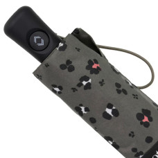 Isotoner Mini Folding Automatic Umbrella Leopard Khaki