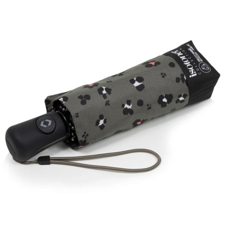 Isotoner Mini Folding Automatic Umbrella Leopard Khaki