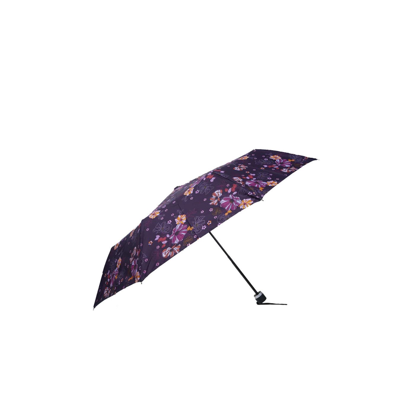 Isotoner Parapluie Femme Pliant Manuel Fleurs Aubergine
