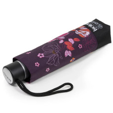 Isotoner Women's Folding Manual Umbrella Eggplant Flowers