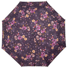 Isotoner Women's Folding Manual Umbrella Eggplant Flowers
