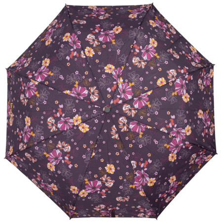Isotoner Women's Folding Manual Umbrella Eggplant Flowers