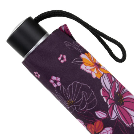 Isotoner Women's Folding Manual Umbrella Eggplant Flowers