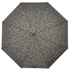 Isotoner Parapluie Femme Pliant Manuel Léopard Kaki ouvert
