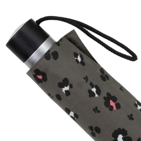 Isotoner Folding Manual Leopard Beige Umbrella for Women