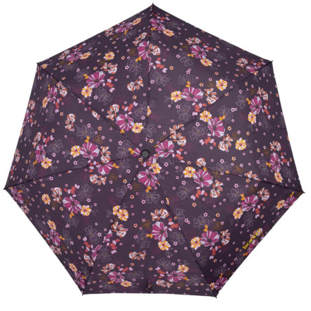 Isotoner Automatic Folding Umbrella Eggplant Flowers