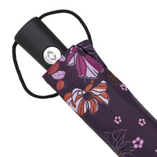 Isotoner Automatic Folding Umbrella Eggplant Flowers